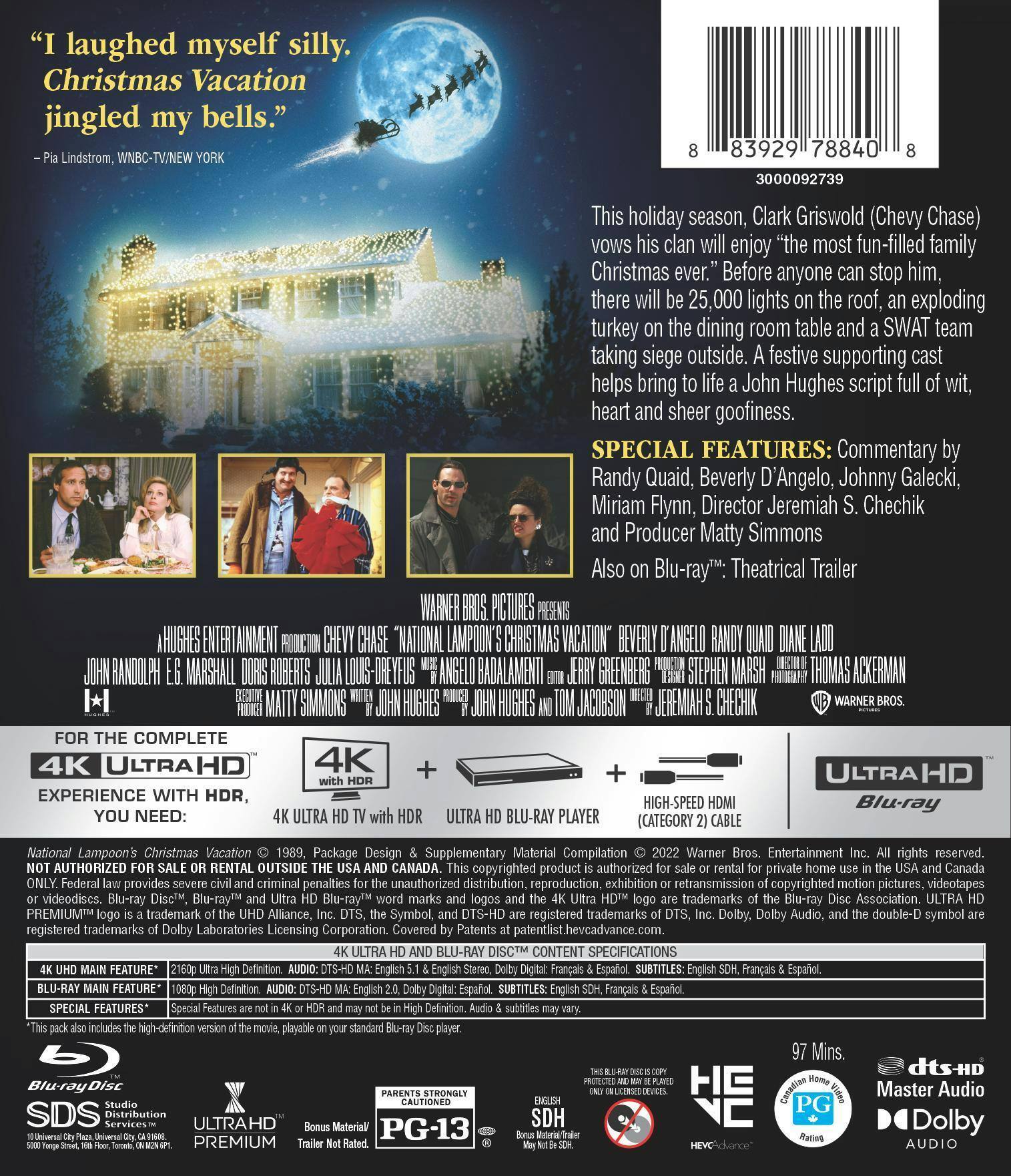 Back. National Lampoon's Christmas Vacation   - 4K Blu-Ray.