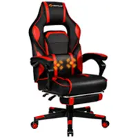 Costway - Goplus Massage Gaming Chair Reclining Racing Computer Office Chair with Footrest - Red - Front_Zoom