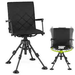 Costway - Hunting Chair, 360° Silent Swivel Hunting Seat with 5-Level Adjustable Height - Black