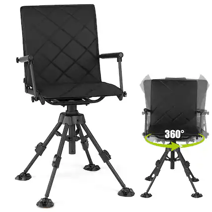 Front. Costway - Costway Hunting Chair, 360° Silent Swivel Hunting Seat with 5-Level Adjustable Height - Black.