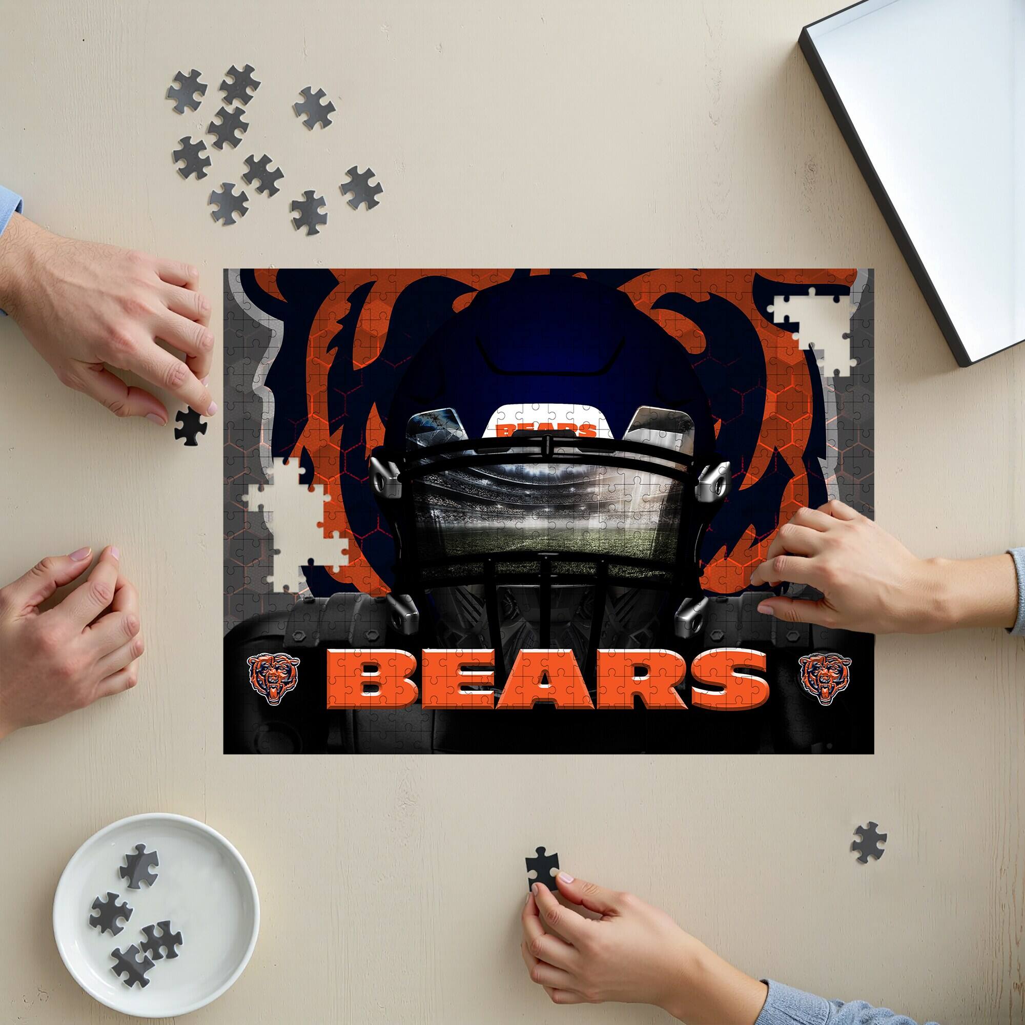 Alt View 2. Sporticulture - Chicago Bears 18" x 24" 3D Facemask Puzzle - Multicolor.