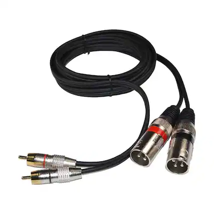 Front. HQRP - Dual XLR Male to Dual RCA Male Audio Patch Cable 6 ft 3-Pin Balanced to Phono - Black.