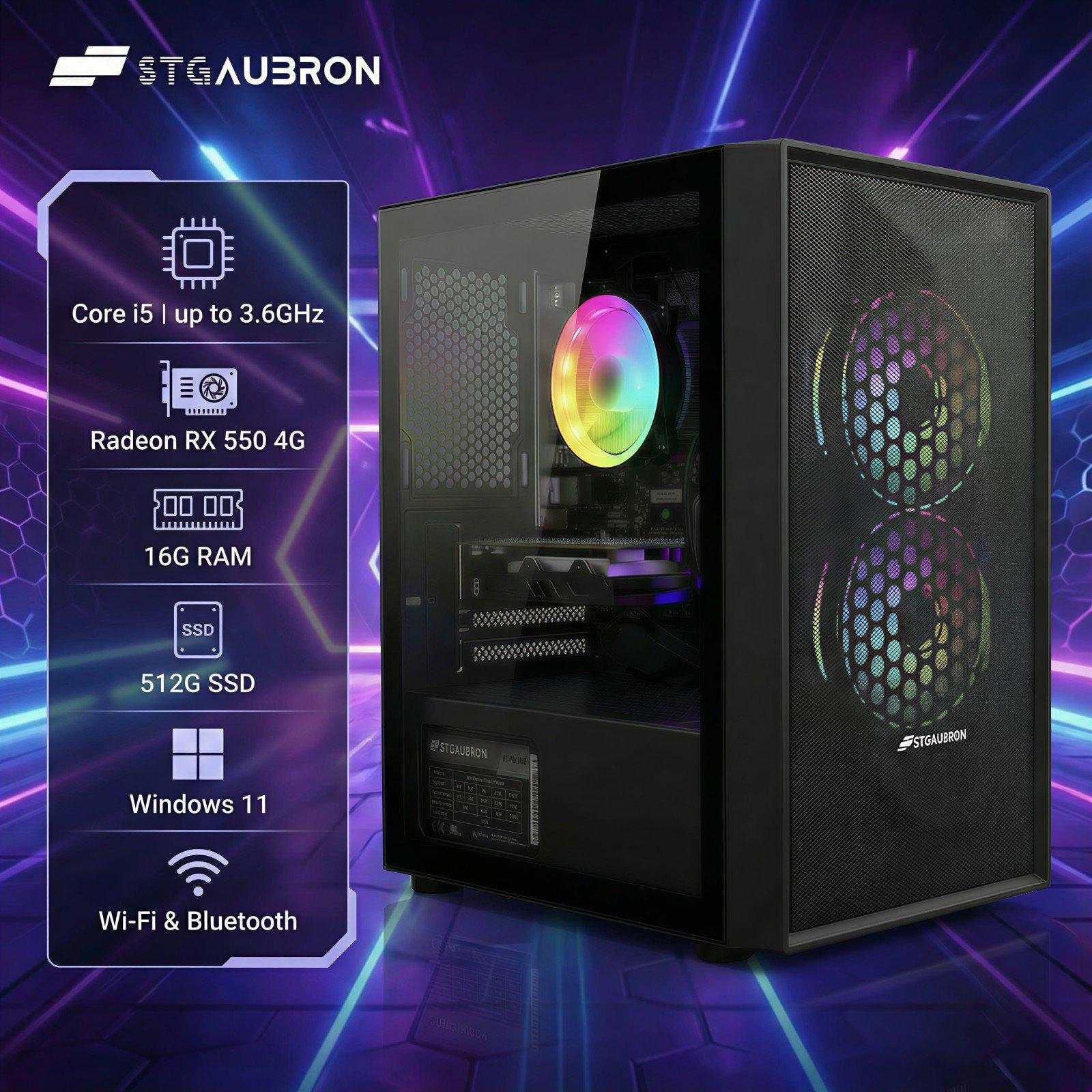 STGAUBRON Core i5 | up to 3.6GHz Radeon RX 550 4G 16G RAM SSD 512G SSD Windows 11 Wi-Fi & Bluetooth