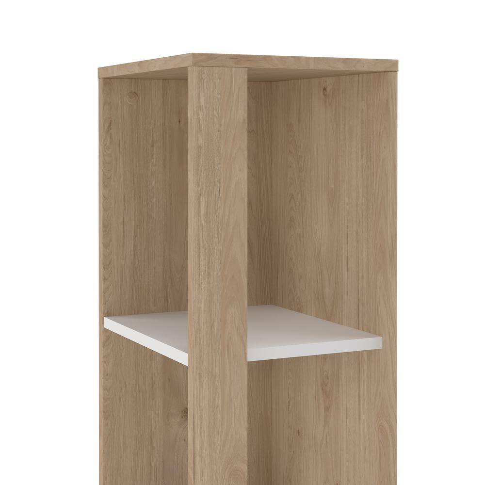 Back. Tvilum - Sign Open Narrow 5 Shelf Boockase, Jackson Hickory/White - Brown.