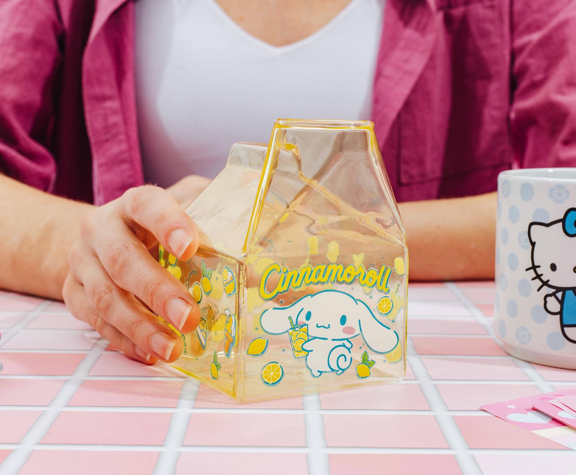 Alt View 3. Silver Buffalo - Sanrio Cinnamoroll Lemonade Glass Milk Carton | Holds 12 Ounces - Multi-Colored.