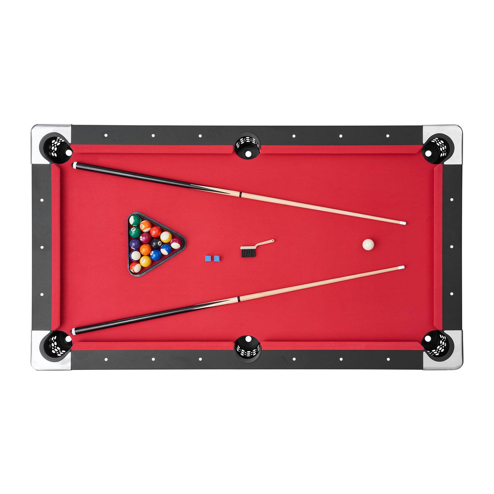 Alt View 5. VEVOR - Pool Table, 6 ft Portable Billiards Tables, Adjustable Feet Stable Game Table, Entertainment Set Includes Ball, Cue - Black + Red.