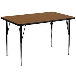 Emma + Oliver - 36x72 Rectangle HP Laminate Adjustable Activity Table - Oak