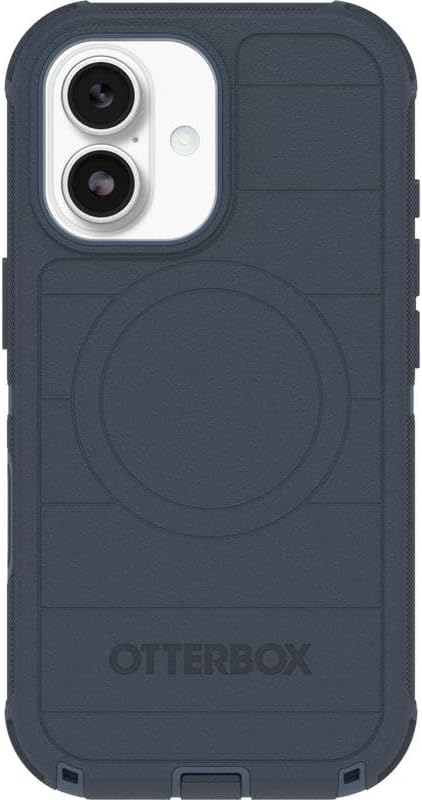 Left. OtterBox - OtterBox iPhone 17 (Only) Bundle: Defender Series Case & Screen Protector - Case Only - Rugged - Snaps on MagSafe - Blue Sentiment.
