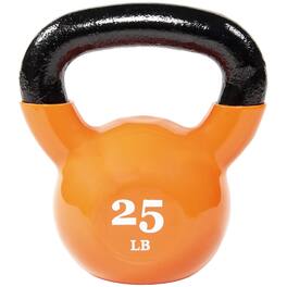 Fitvids - 25 lb Vinyl-Coated Kettlebell Weight for Strength Training - Orange