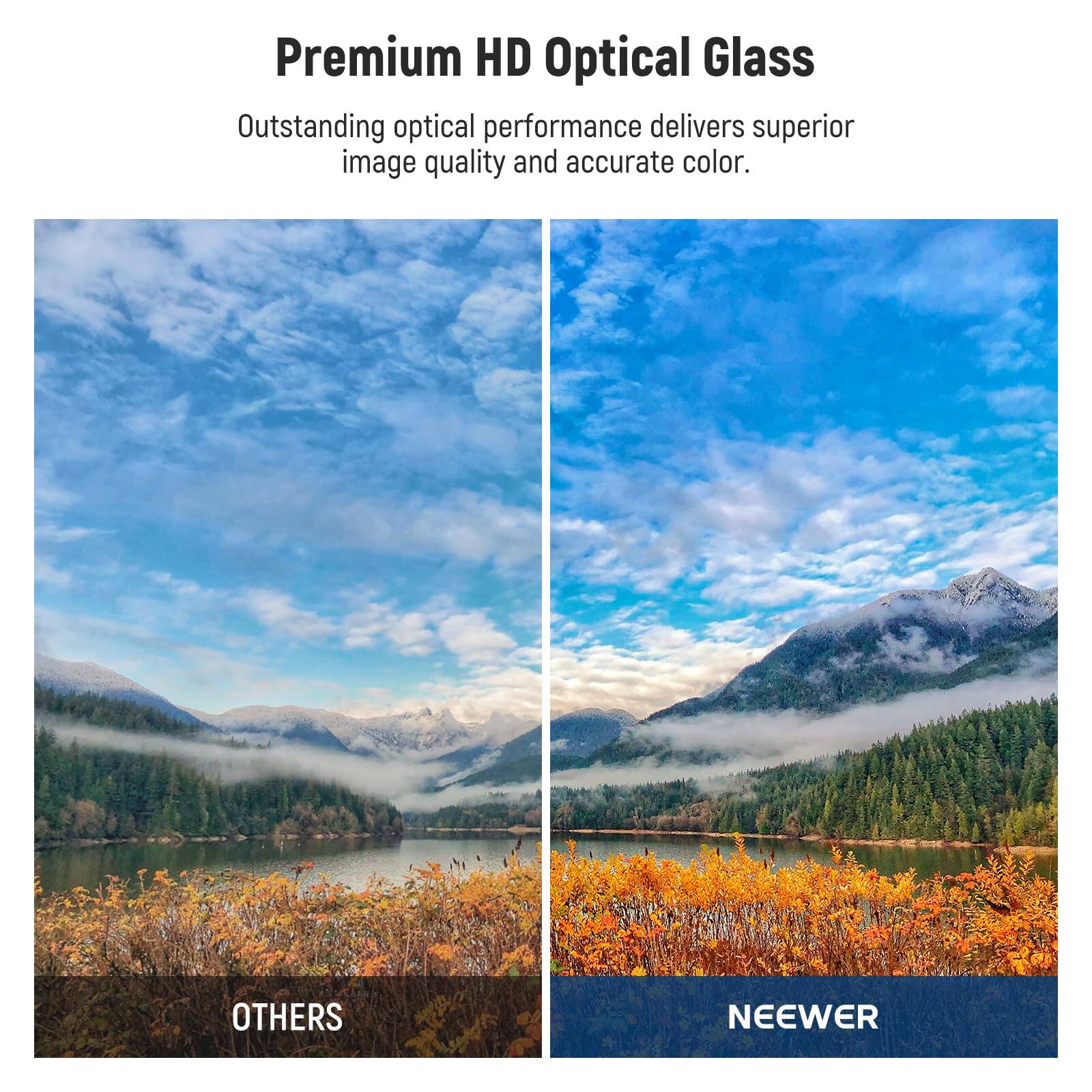 Premium HD Optical Glass

Outstanding optical performance delivers superior image quality and accurate color.

OTHERS

NEEWER