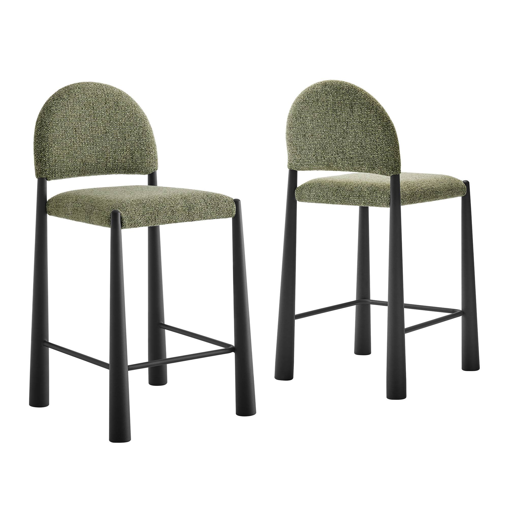 Angle. Modway - Hayley Upholstered Fabric Counter Stools Set of 2 by Modway - Black Leaf.