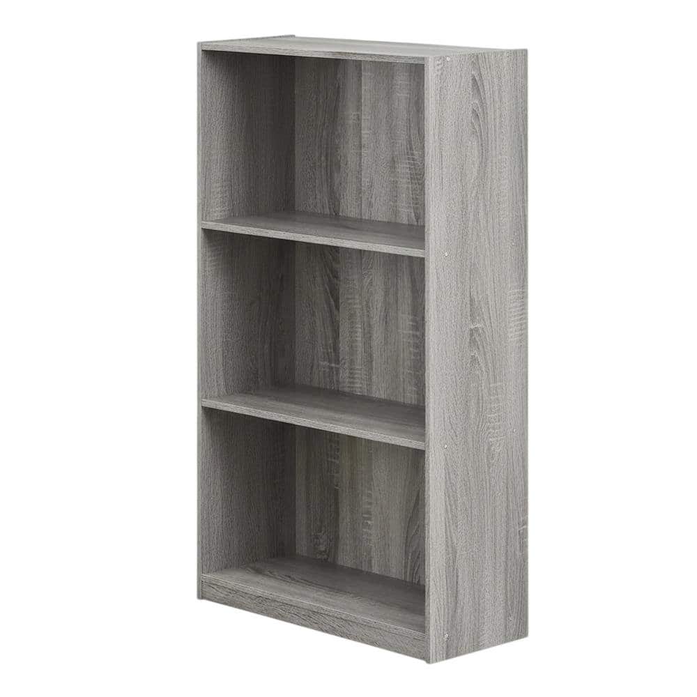 FurniFact - 3-Tier Bookcase with Spacious Shelves for Home Storage - French Oak Grey