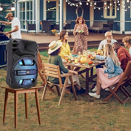 Alt View 6. Pyle - Pyle Portable Bluetooth PA Speaker, 800W Outdoor System with Microphone, Party Lights, USB/SD Reader - PPHP1243B.