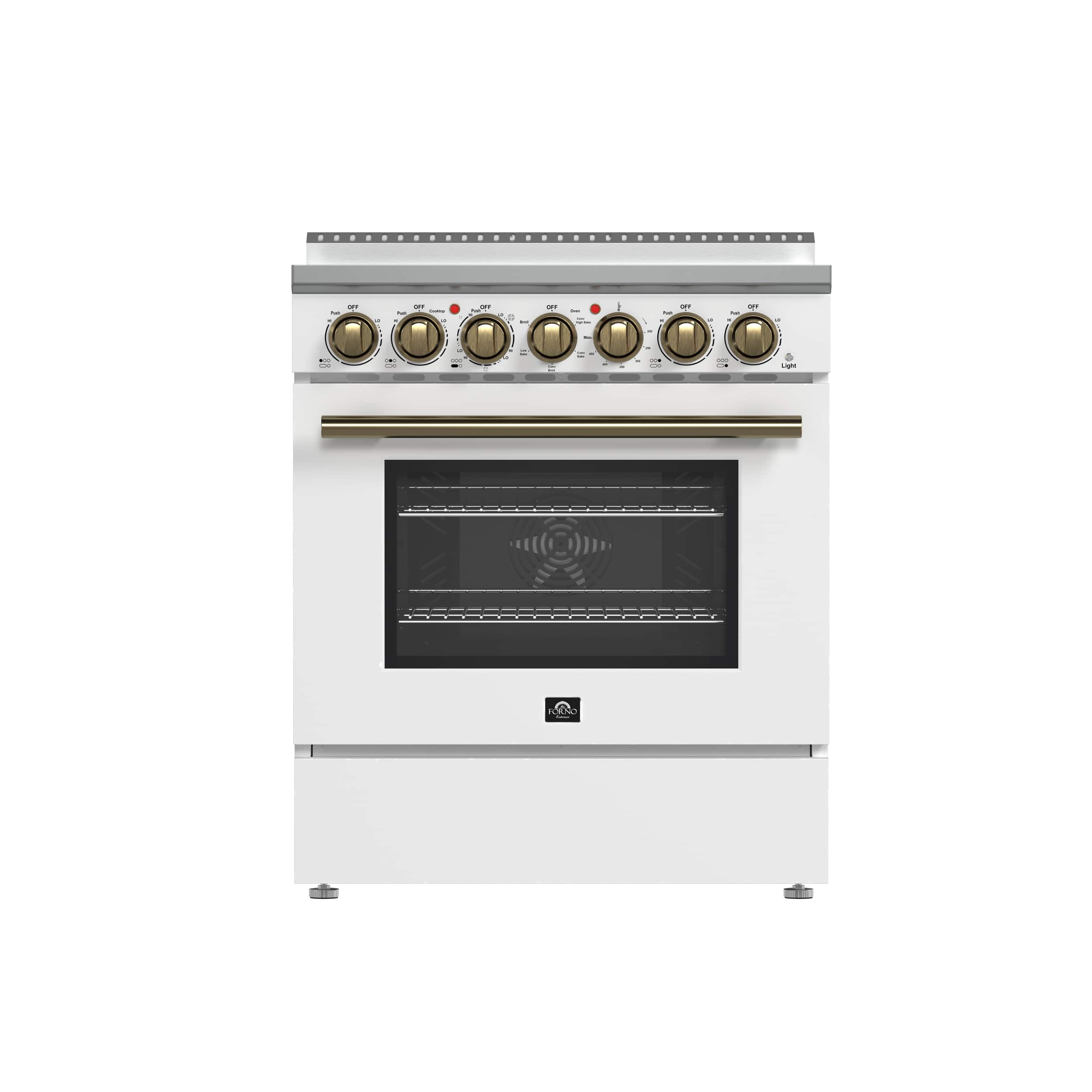 Forno Appliances - Paolo 4.38 cu. ft. Freestanding Electric True Convection Range with Warming Zone - White - Front_Zoom
