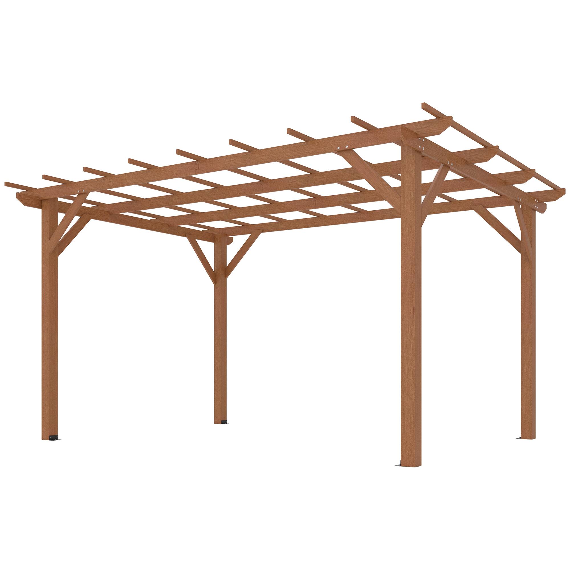 Outsunny - x 13' Wood Pergola, Outdoor Gazebo Grape Trellis with Stable Structure for Climbing Plant Support - Dark Brown