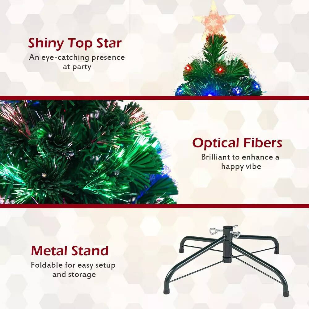 Shiny Top Star: An eye-catching presence at party  
Optical Fibers: Brilliant to enhance a happy vibe  
Metal Stand: Foldable for easy setup and storage