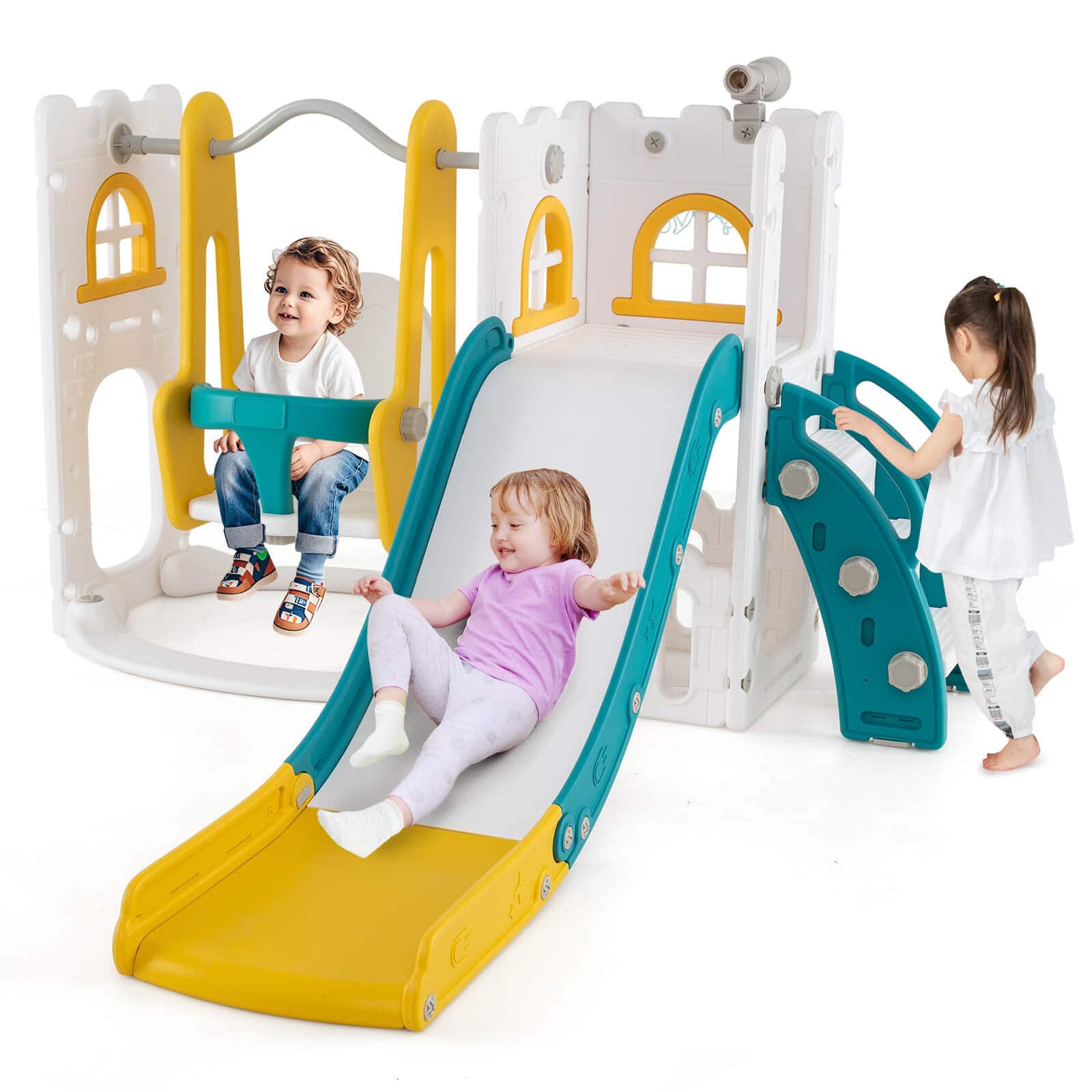 Costway 7 in 1 Toddler Slide & Swing Set Indoor Playground for