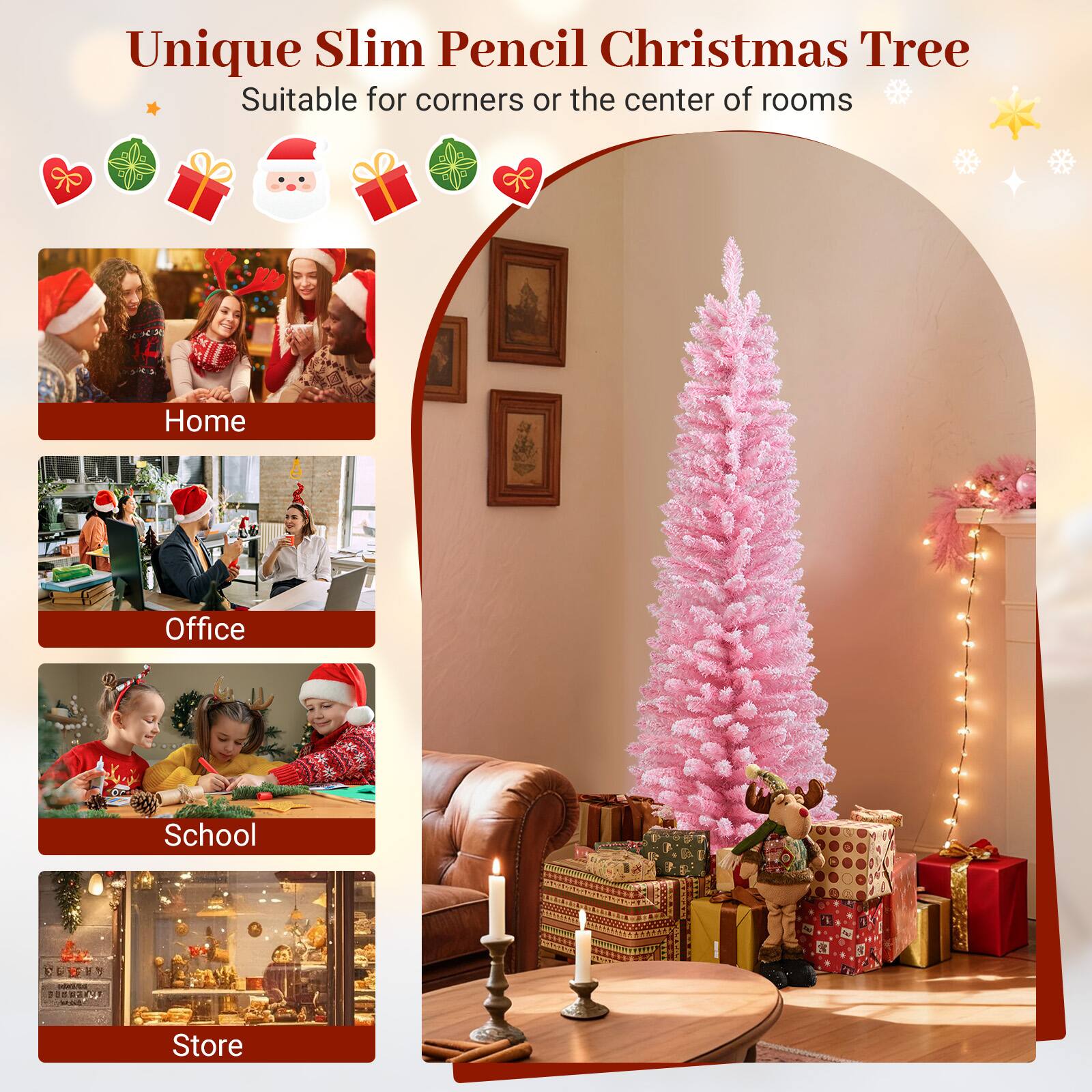 Unique Slim Pencil Christmas Tree  
Suitable for corners or the center of rooms  

Home  
Office  
School  
Store