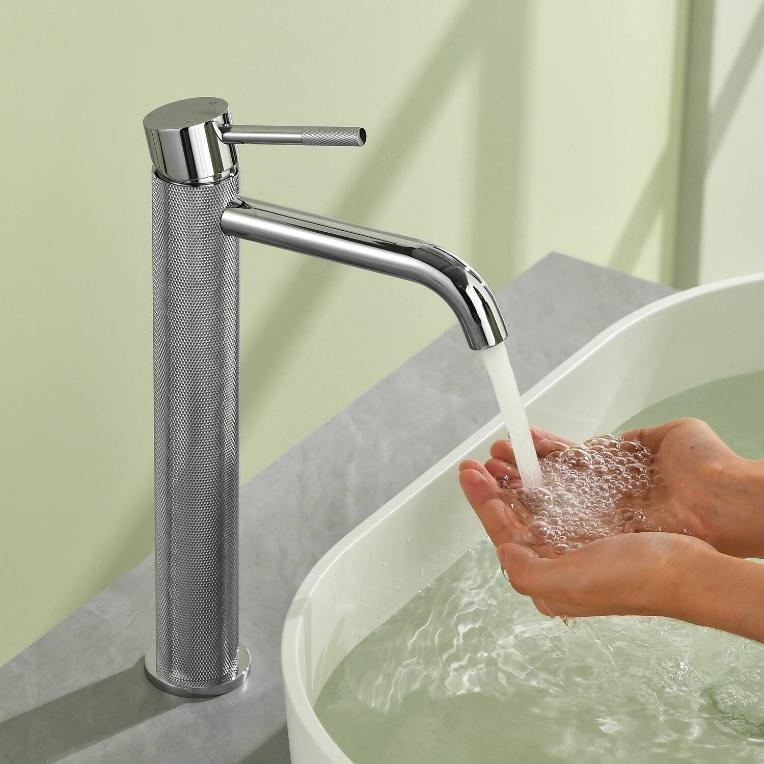 Alt View 2. Boyel Living - Chrome Carved Bathroom Faucet Solid Brass Single Handle - Chrome.