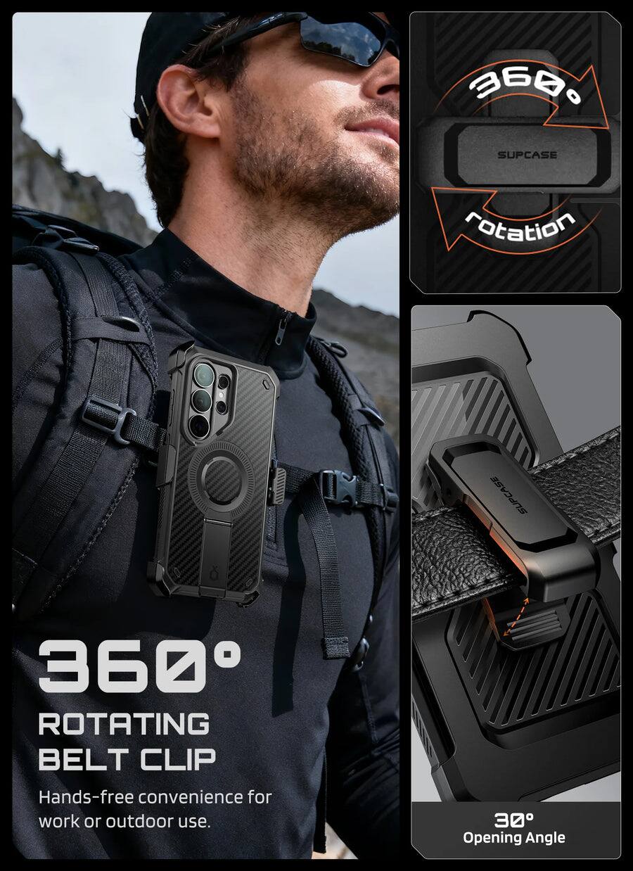 360° ROTATING BELT CLIP  
Hands-free convenience for work or outdoor use.  
30° Opening Angle