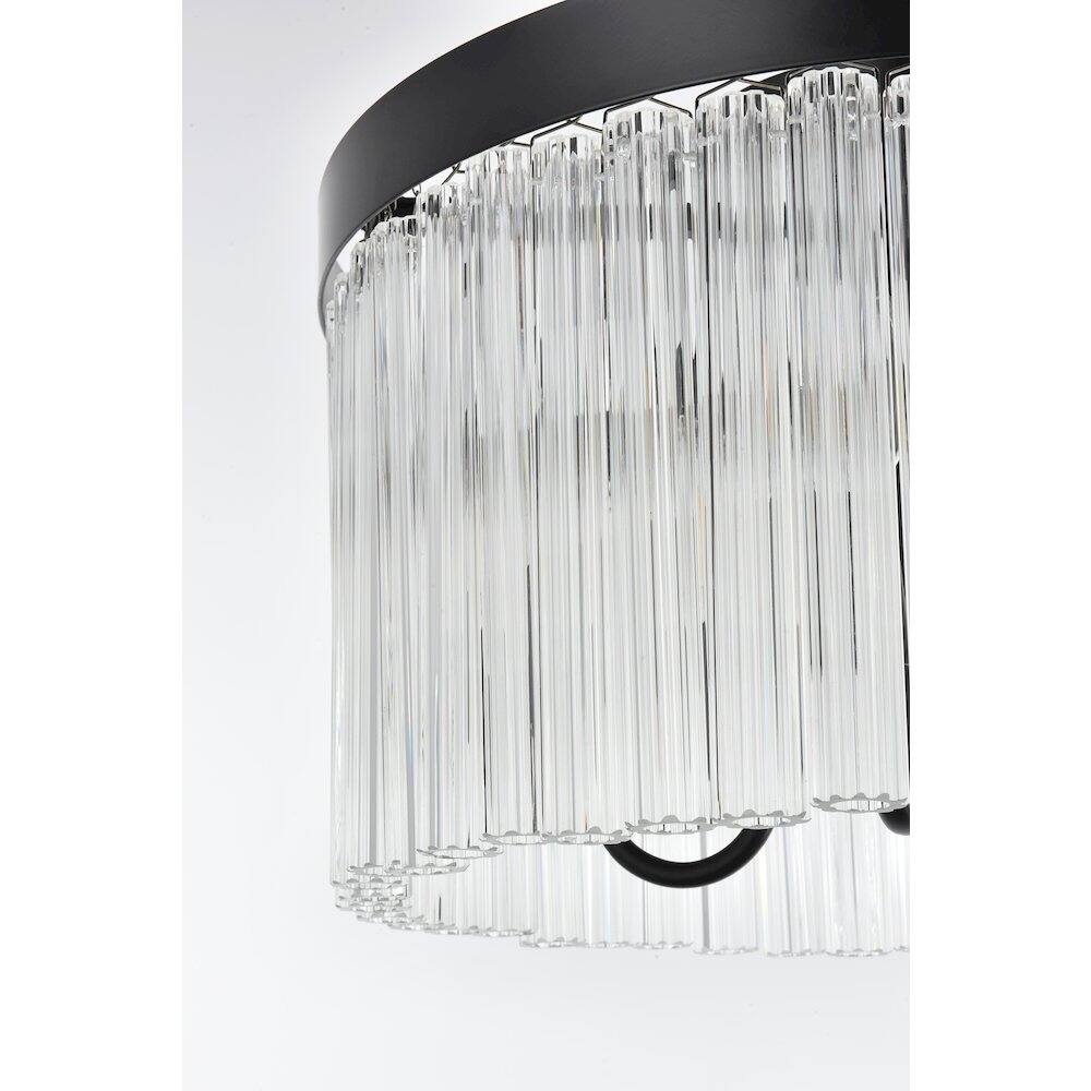 Alt View 1. Elegant Lighting - Harlow 16 Inch Flush Mount Ceiling Light In Black - Black And Clear.