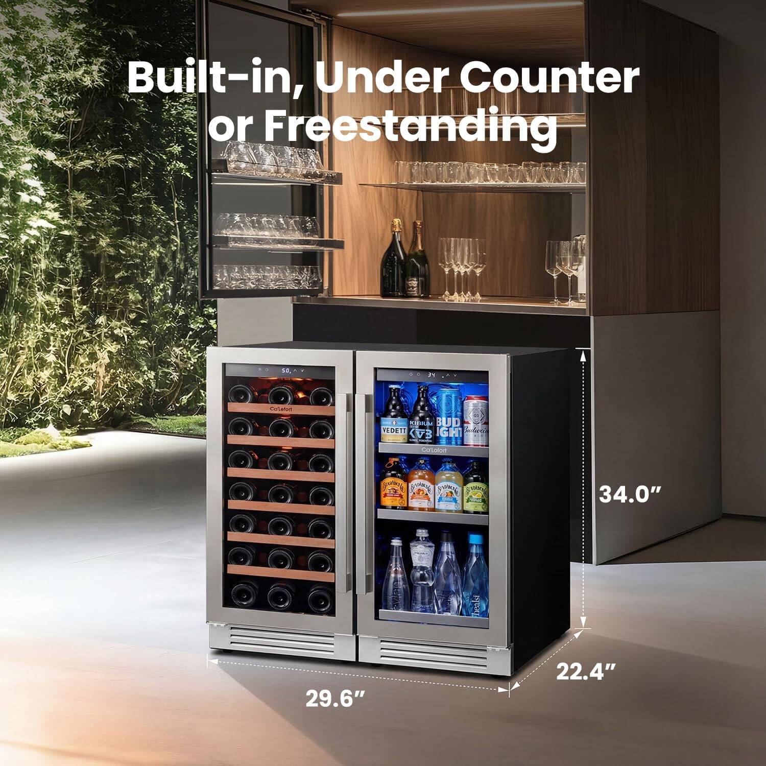 Built-in, Under Counter or Freestanding  
34.0" x 29.6" x 22.4"