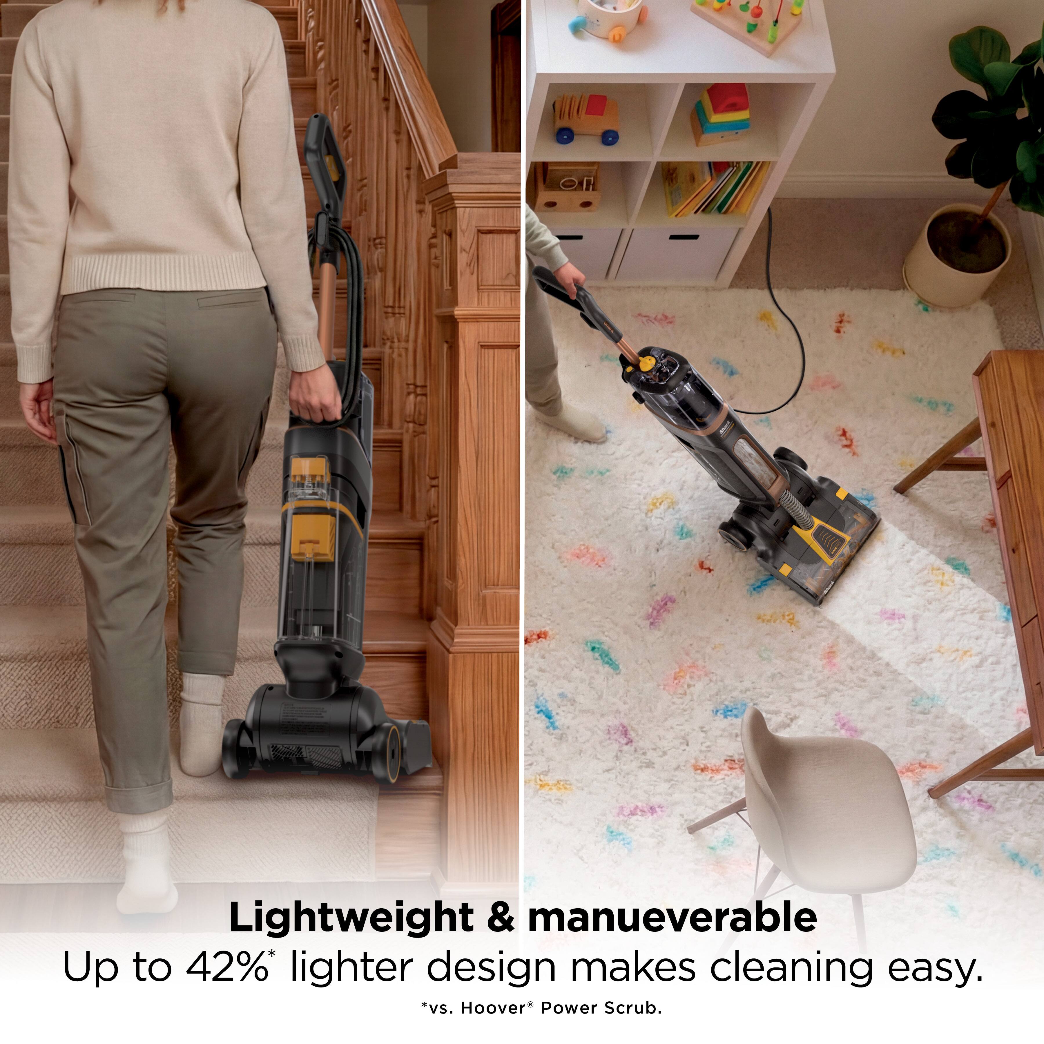 Lightweight & maneuverable  
Up to 42%* lighter design makes cleaning easy.  
*vs. Hoover Power Scrub.