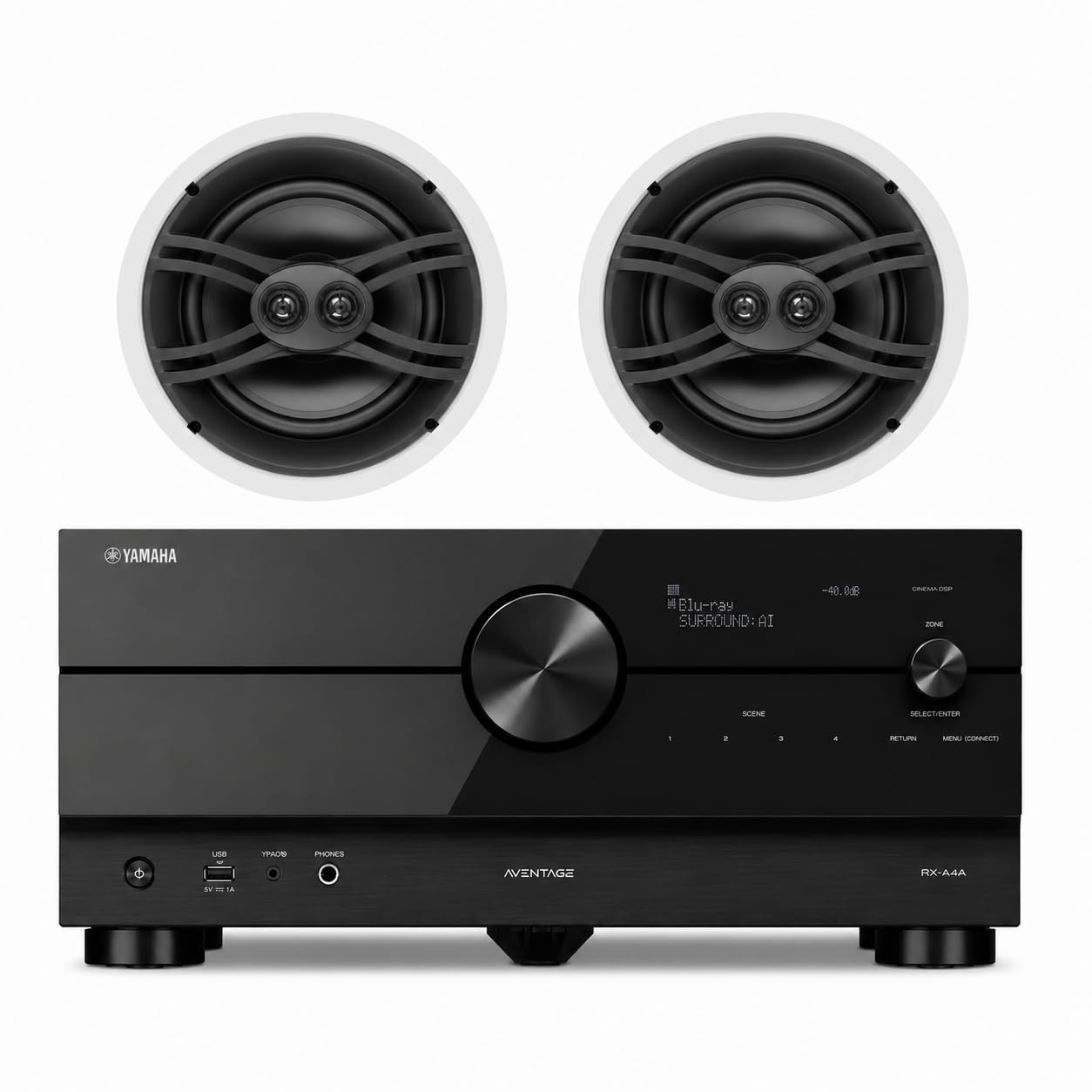 YAMAHA Blu-ray SURROUND: AI - 0.0 dB - SEME SELECT CENTER - a nTUm - E uE YPAON naEs - i AVENTAGE HX-M4A
