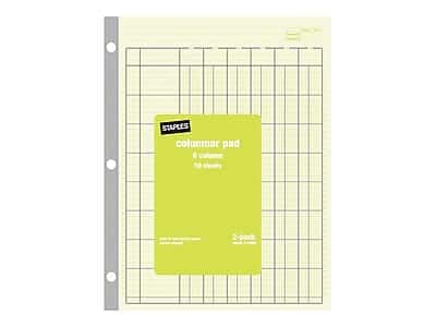 Staples - Columnar Books, 100 Pages, 6 Columns, 2/Pack - Green