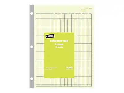STAPLES columnar pad
6 columns
50 sheets
2-pack