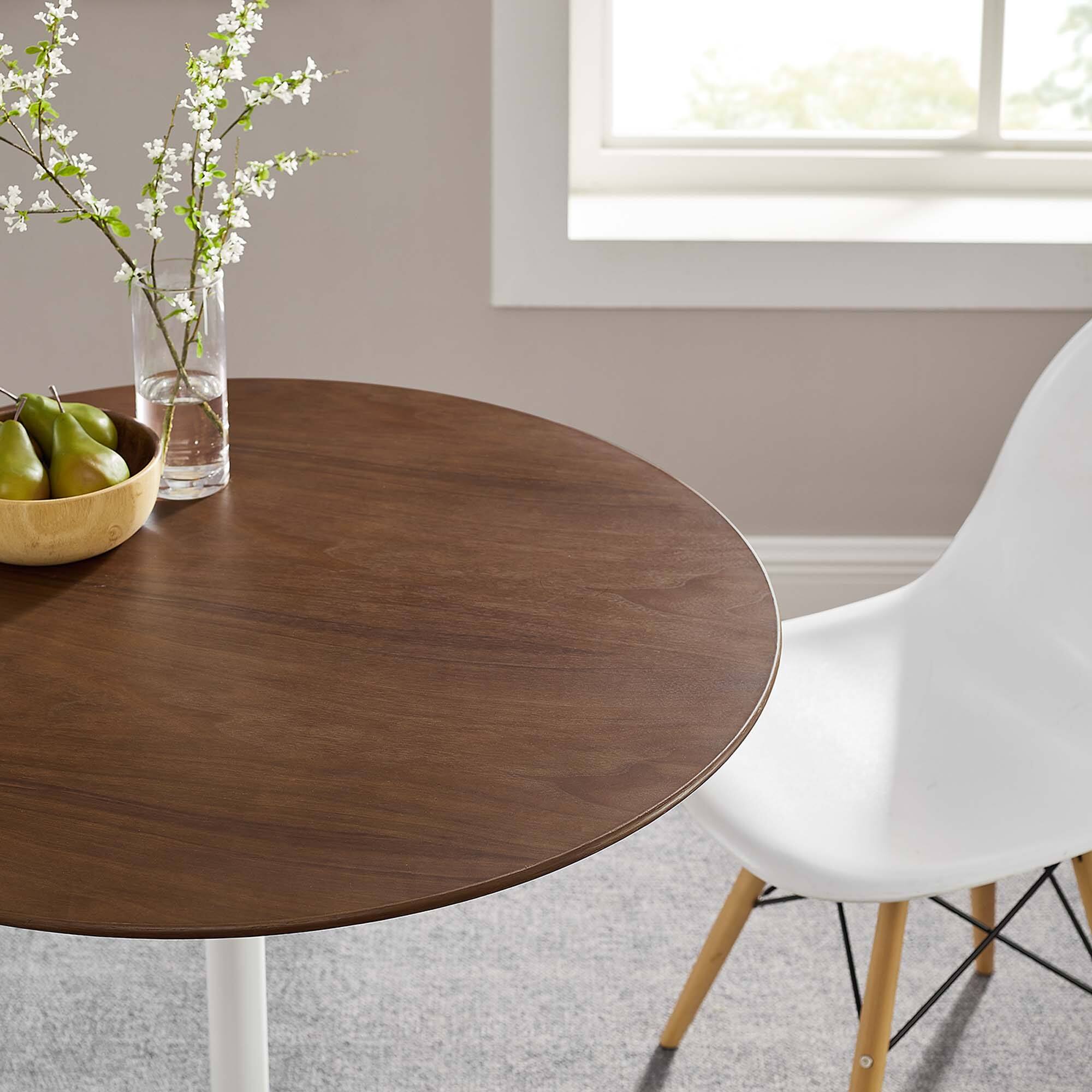 Alt View 1. Modway - Lippa Round 36" Dining Table - Walnut.