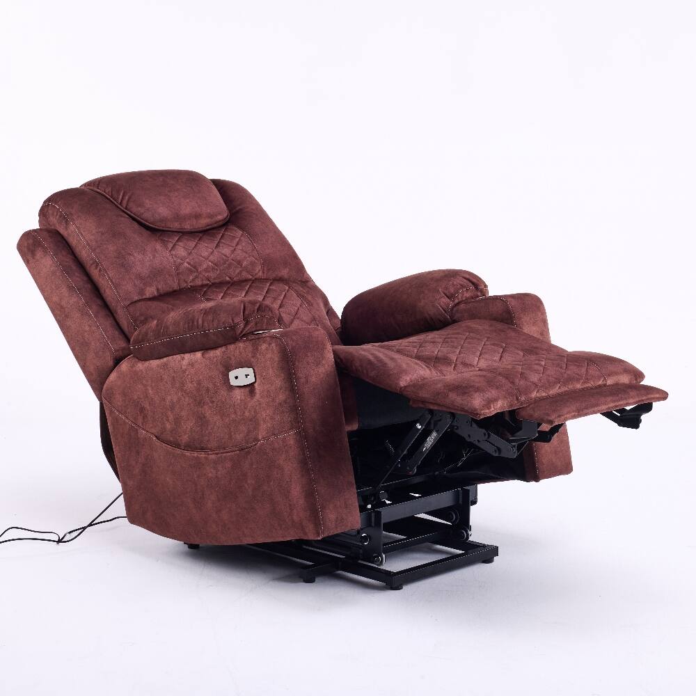 Alt View 4. Ropilly - Ropilly Oversized Power Lift Recliner Massage Chair for Elderly with USB Ports - Reddish Brown.
