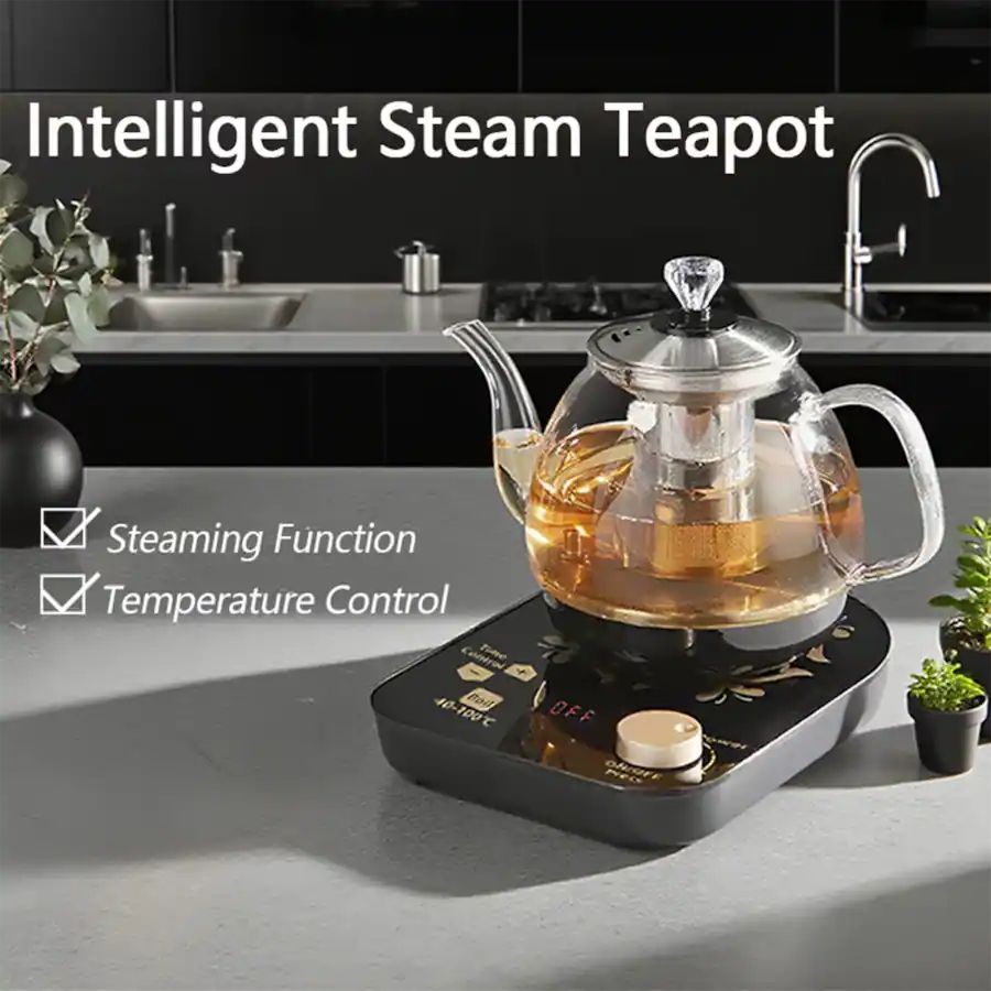 Teatimer Kettle Bestier Glass Electric Kettle with Infuser, Steaming and Brewing Modes ...