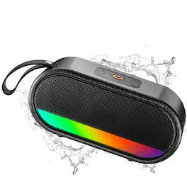Dazzed Corner - Portable Bluetooth Speaker with LED Lights,Waterproof Wireless Speaker - Black