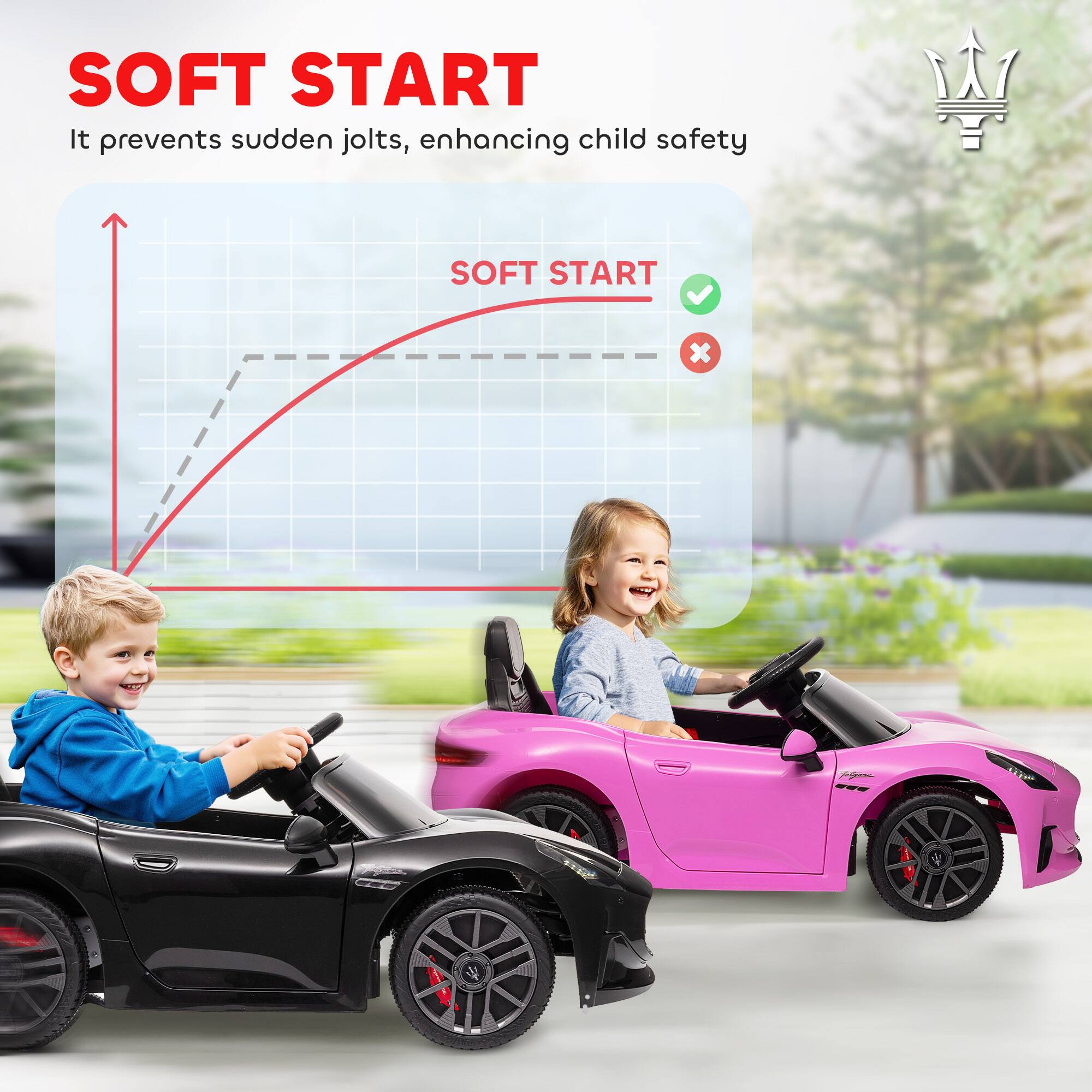 SOFT START  
It prevents sudden jolts, enhancing child safety