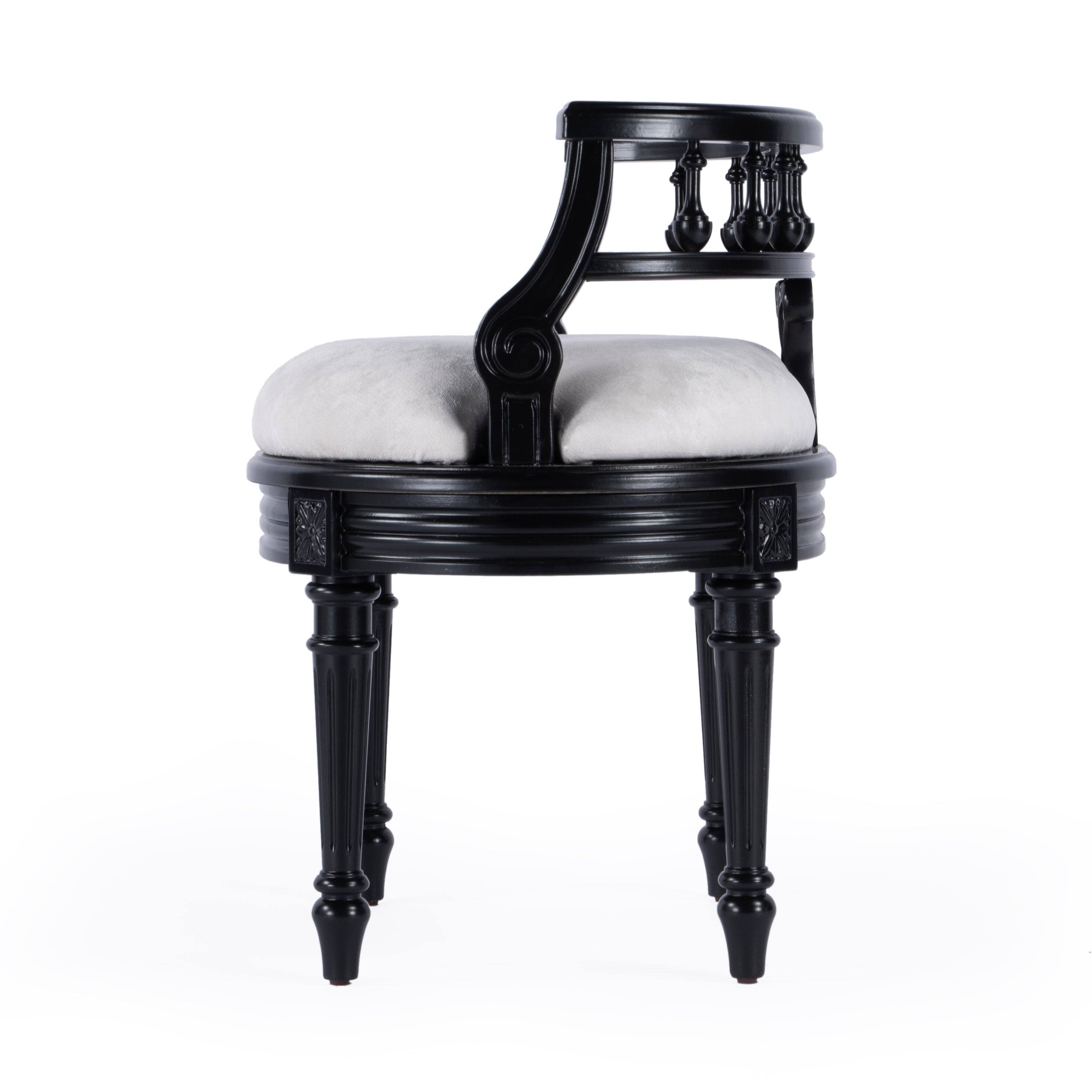Alt View 5. Butler Specialty - Hathaway 22.5 in. W Oval Upholstered and Wood Traditional Vanity Seat - Black.