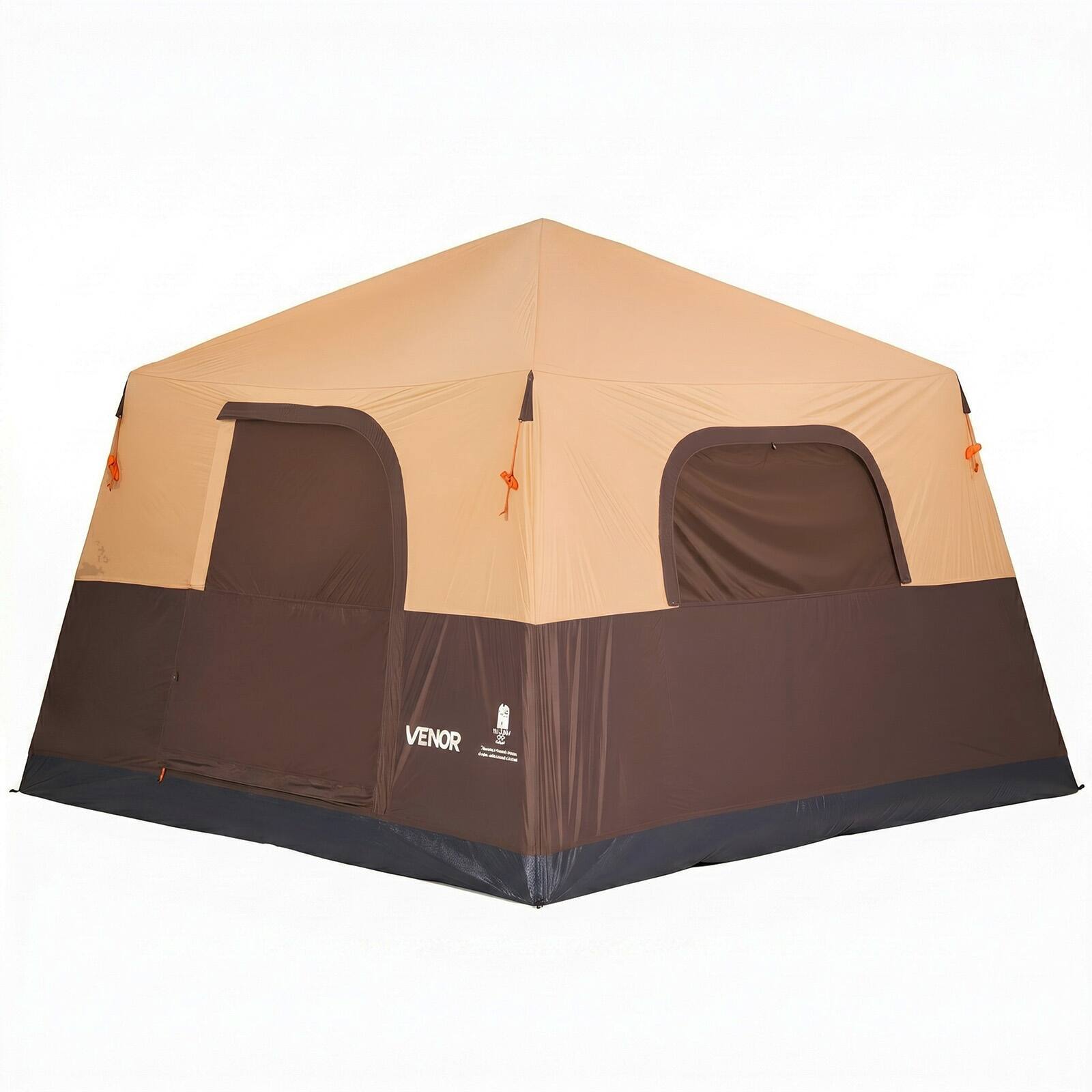 Alt View 5. VEVOR - Camping Tent, 6 Person Inflatable Cabin Tent with Rechargeable Pump, TPU Air Tube & 4 Large Mesh Windows - Beige.