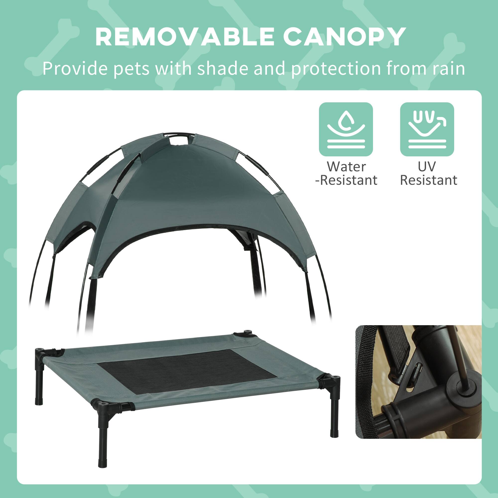 REMOVABLE CANOPY  
Provide pets with shade and protection from rain  

Water-Resistant  
UV Resistant