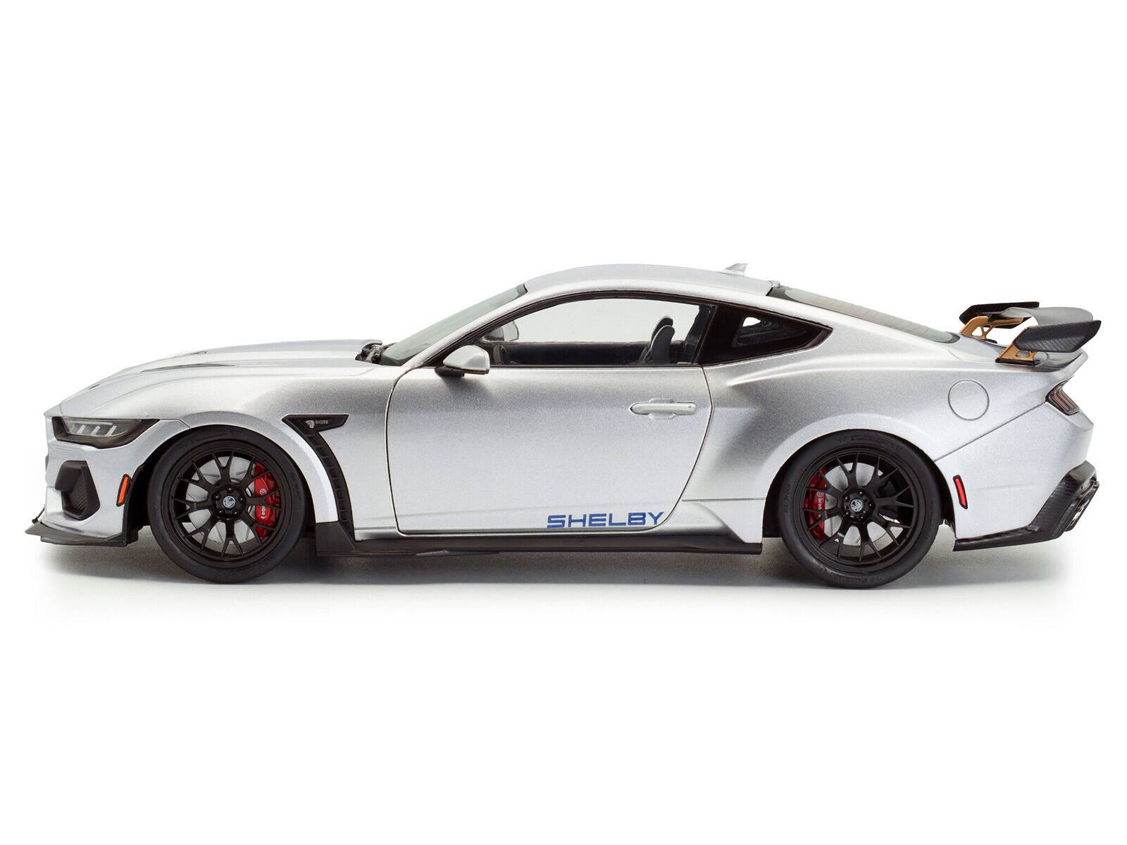 Alt View 2. Solido - 2024 Ford Shelby Mustang Super Snake Gray Metallic with Blue Stripes 1/18 Diecast Model Car by Solido.