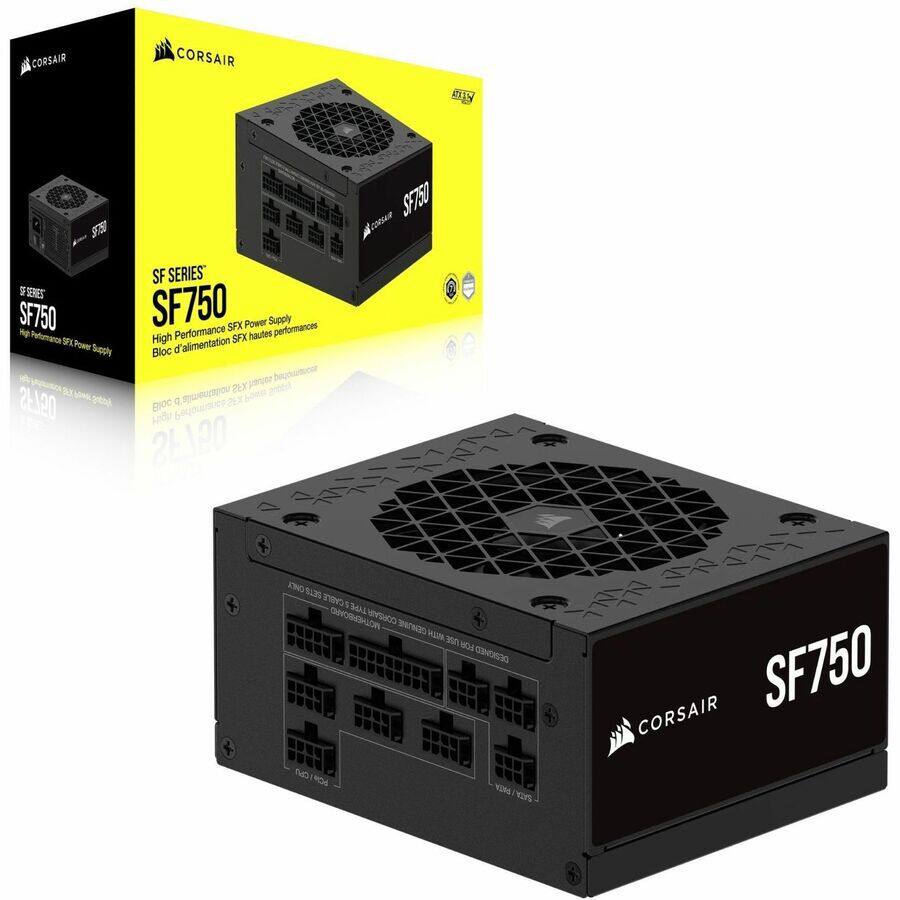 CORSAIR SF750  
SF SERIES  
High Performance SFX Power Supply  
Bloc d'alimentation SFX haute performance  

SF750  
240W  
80 PLUS GOLD  
100% 12V  
10 YEAR WARRANTY  

CORSAIR SF750  
SF SERIES  
High Performance SFX Power Supply  
Bloc d'alimentation SFX haute performance  

SF750  
240W  
80 PLUS GOLD  
100% 12V  
10 YEAR WARRANTY