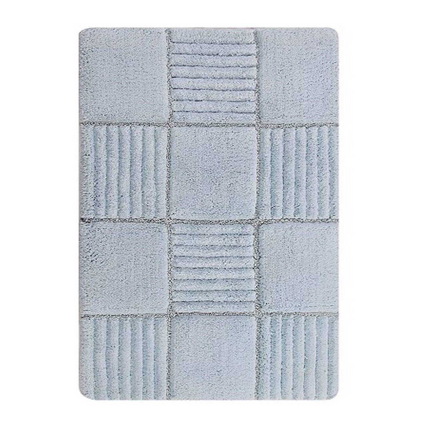 Alt View 1. Knightsbridge - Knightsbridge Checkerboard Bath Rug - 21 x 34 Inches - Non-Skid Cotton Rug - white.