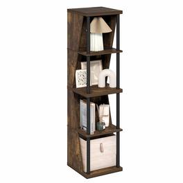 Furinno - FLEXI Storage Shelf, Corner Shelf, Book Shelf, DIY Stackable & Separable Display Bookcase, for Organization and Storage - Amber Pine/Black