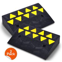 Pyle - Rubber Curb Ramp 2PC Set, Heavy-Duty Driveway Ramp 4.1" Rise, 55,000 lbs Capacity, 19” L x 11.82” W - Black