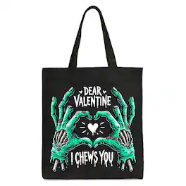 OrnamentallyYou - Zombie Valentine Hands I Chews You Canvas Tote Bag, Funny Bag for Horror Spring Season - Black