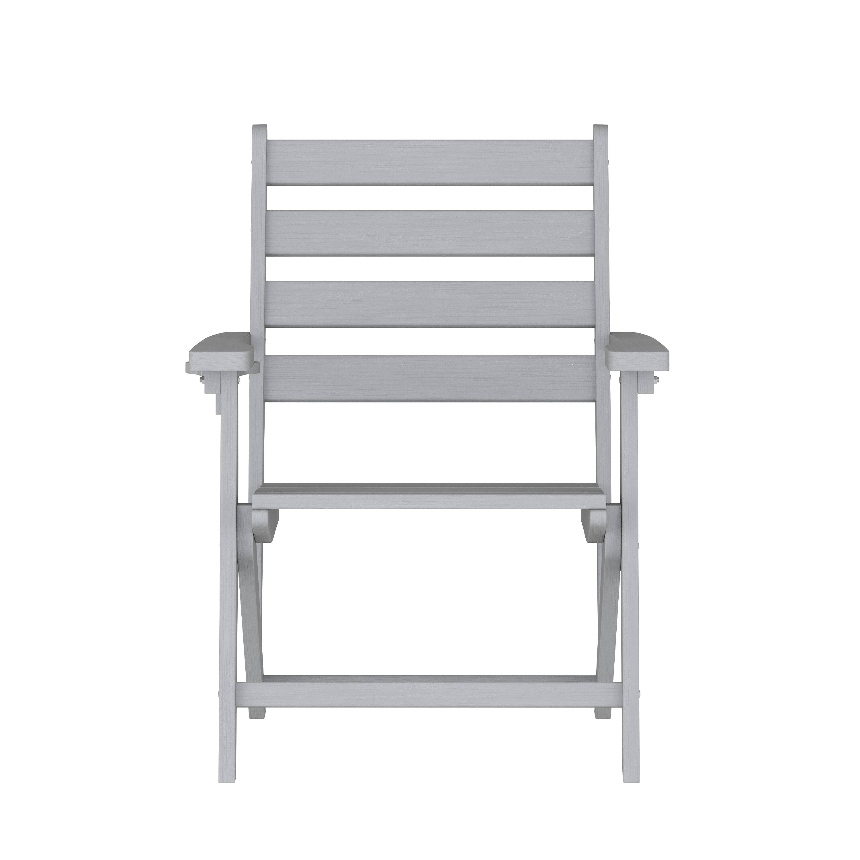 Alt View 8. Emma + Oliver - Arcata Adirondack Dining Chair with Fold Out Cup Holder, Weather Resistant Recycled HDPE Adirondack Chair - Gray.