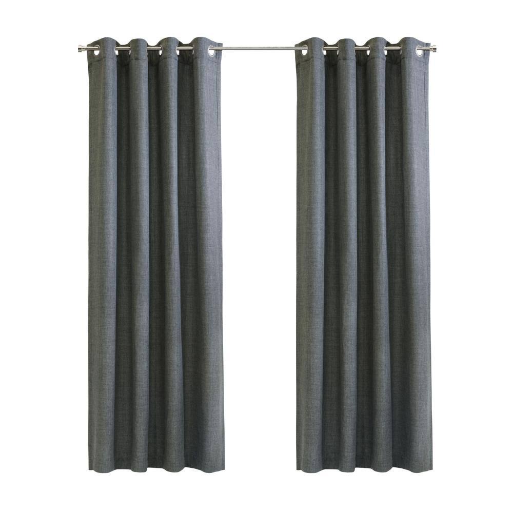 Front. Commonwealth Home Fashions - Habitat Sanders Light Filtering Window Treatment Grommet Curtain Panel for Bedroom Livingroom 52" x 108" Grey - Grey.