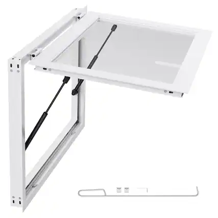 Front. VEVOR - Concession Window 36x24 in, Aluminum Alloy Frame Service Window for Food Truck, Up to 85 Degrees Stand Serving Window - White.