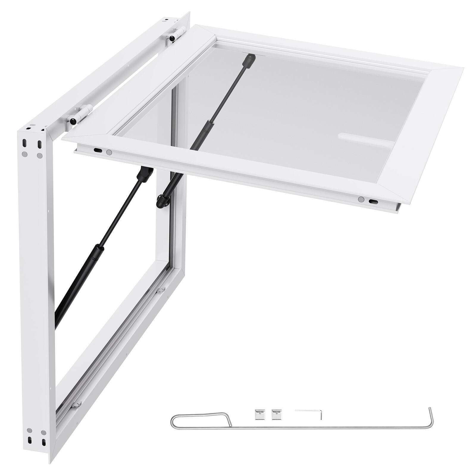 Front. VEVOR - Concession Window 36x24 in, Aluminum Alloy Frame Service Window for Food Truck, Up to 85 Degrees Stand Serving Window - White.