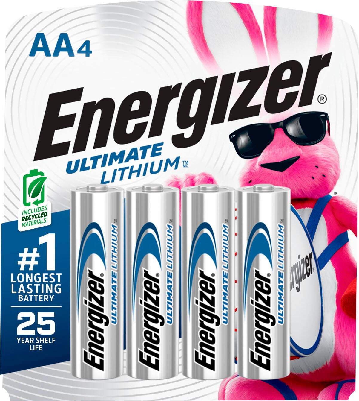 Energizer - Ultimate Lithium AA Batteries (4 Pack), Double A Batteries