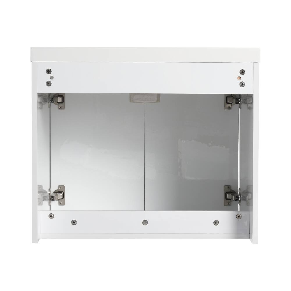 Alt View 10. Loheer - Loheer 36 inch bathroom vanity with sink, floating bathroom vanity with side cabinet, glossy white plywood - Glossy White.